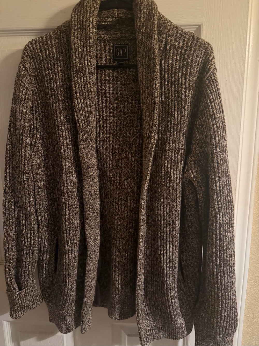 GAP Men’s Shawl Collar Cardigan - Marled Brown/Gray